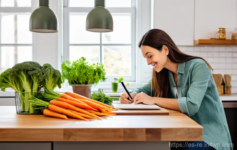 음식 보존을 위한 지속 가능한 솔루션 - **Prompt:** A vibrant, well-lit kitchen scene featuring a cheerful, fully clothed woman in her 30s-4...