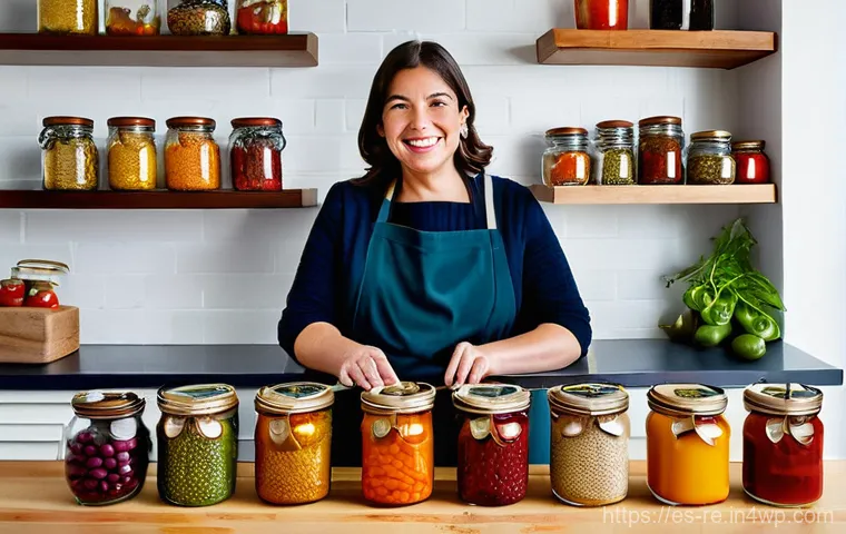 식품 보존의 생화학적 원리 - **Prompt 1: A Vibrant Spanish Kitchen Embracing Traditional and Modern Preservation**
    "A brightl...