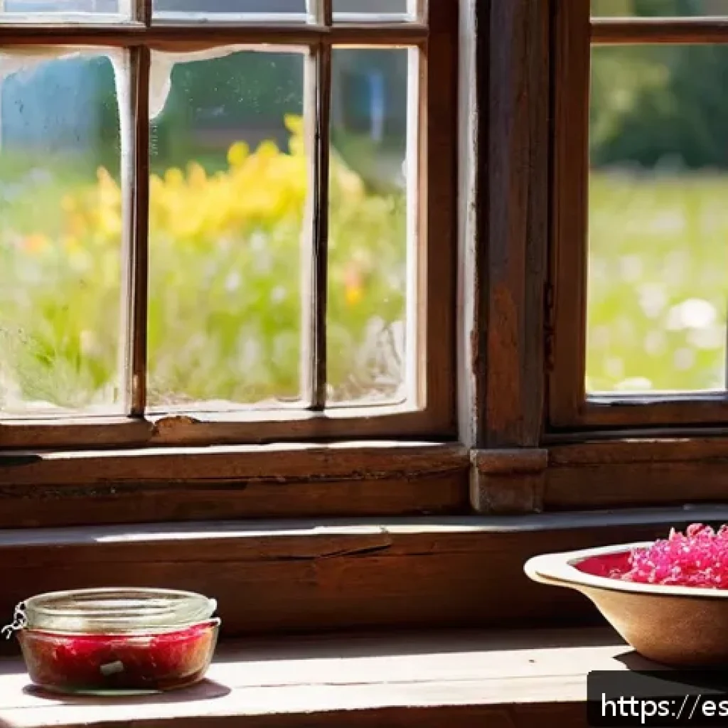 모든 종류의 식품을 위한 보존 기술 - A rustic kitchen scene showcasing traditional food preservation techniques: a wooden table with cure...