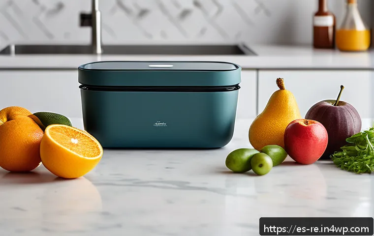 음식 보존을 위한 과학과 기술 - A modern Spanish kitchen scene featuring smart biodegradable food containers with built-in sensors c...